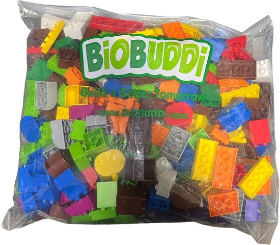 BiOBUDDi Bio BIG Bag – mix van 250 speelgoedstenen - 2,3 Kg compatible met oa DUPLO van Biobuddi