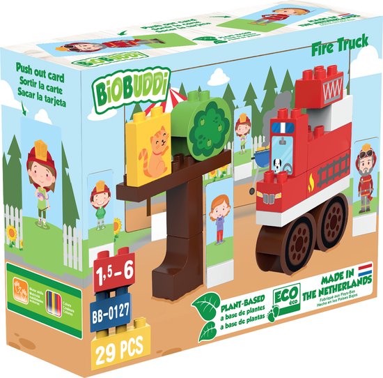 BioBuddi - Town - Fire Truck (BB-0127) /sinterklaas/bouwen/blokken van Biobuddi
