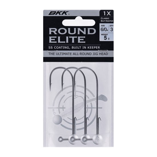 BKK Round Elite Jigheads + Baitkeeper Grijs 10g - Haak: 4/0 van BK