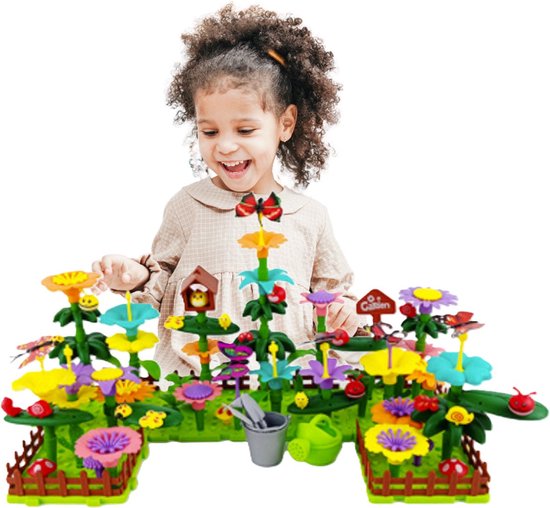 Bloemen Speelgoed met Insecten XL - Bloementuin Bouwset 191 stukken- Montessori Speelgoed Meisjes 3-6 jaar -Educatief Speelgoed 4 Jaar - Motoriek Speelgoed 5 jaar - Cadeau meisjes 3-8 jaar - Speelgoed voor binnen en buiten- Kinderspeelgoed van Merkloos