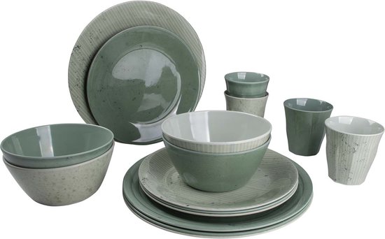 Bo-Camp - Servies - Mix & Match- 16 Stuks - Groen van Bo-Camp
