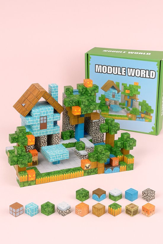 BOECKIE - MODULE WORLD – 500-delige Bouwset XXL – Magnetisch Bouwspeelgoed – Educatief & Creatief Constructiespeelgoed voor Kinderen van Merkloos