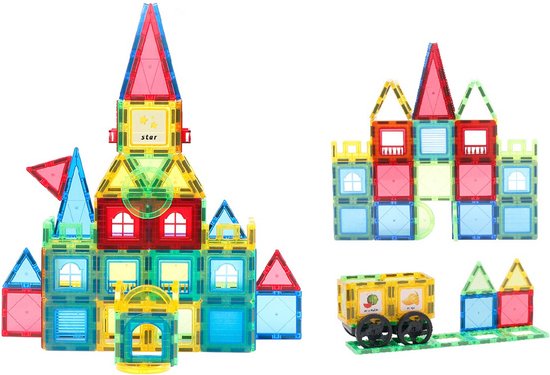 Bolture Magnetische Bouwstenen - Magnetische tegels - Magnetic Tiles - Magnetisch Speelgoed Bouwblokken - Magnetic Toys - 103 Stuks van Bolture