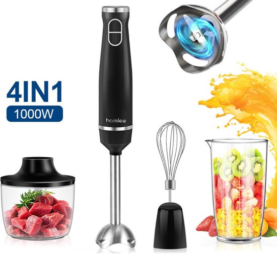 Bolture Staafmixer Set - Staafmixer Met Hakmolen - Hand Blender - Inclusief Gratis Extra’s - 1000 Watt van Bolture