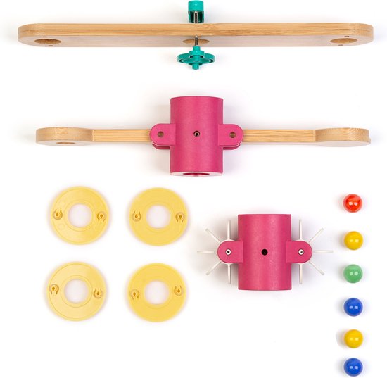 Boppi - uitbreidingspakket houten knikkerbaan- met wipwap & schoeprad van Boppi