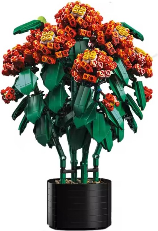 bouwblokjes Lantana Camara bloemenset met pot | compatible met Lego | 1614 bouwblokjes, past op Lego | bloemen bouwpakket | botanical bloemenpracht | modelbouw volwassenen & kinderen | bloemen bouquet | kunstbloemen bouwstenen van Wange