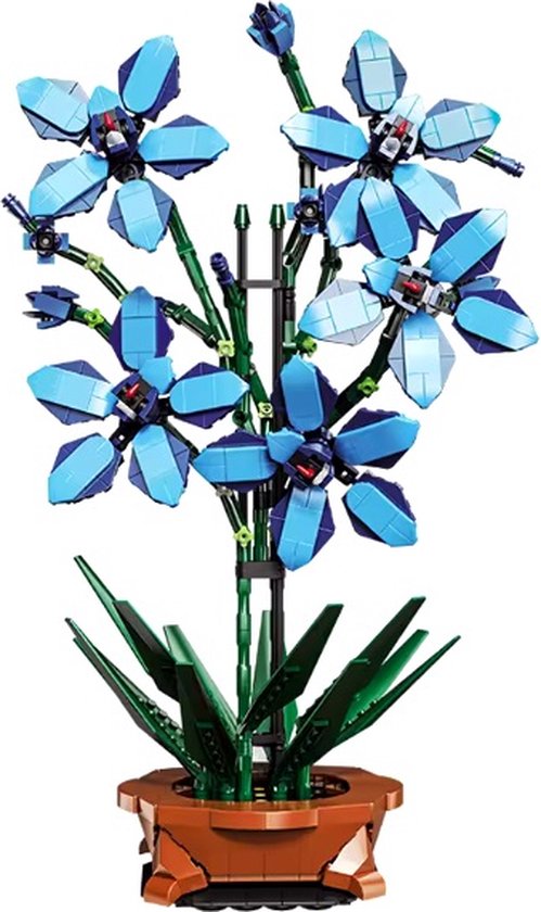 Bouwblokjes orchidee Cimbidium Faberi Rolfe blauw van bricksNblocks® | Botanical bloemenpracht bloem in pot | bloemen bouwpakket compatible met Lego | modelbouw volwassenen & kinderen | bloemen bouquet | Kunstbloemen decoratie kamer | 1097 bouwstenen van Merkloos