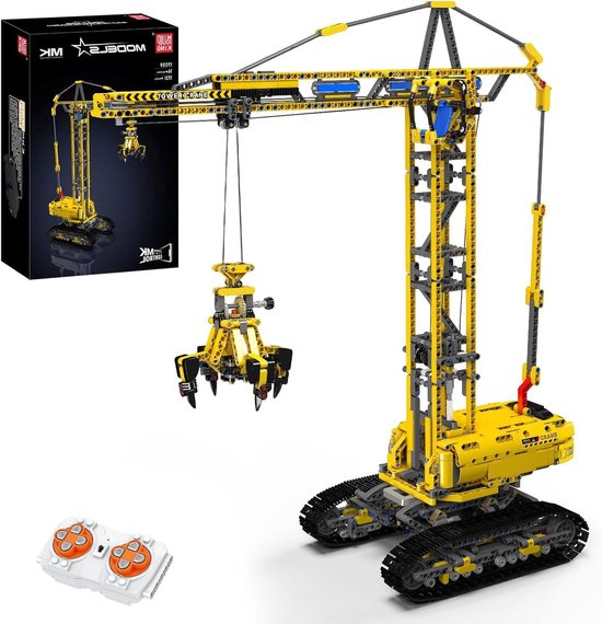 Bouwkraan Model - Techniek Speelgoed - Bouwen en Spelen - Afstandsbediend - 64.8 cm Hoog - Geel van Merkloos