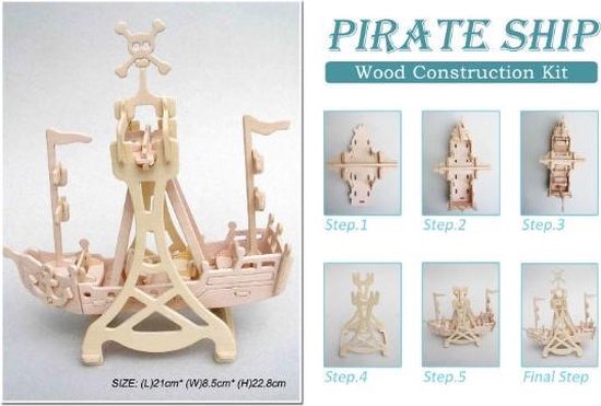 Bouwpakket hout Rockin Piratenschip 951 van Crea Wood Design