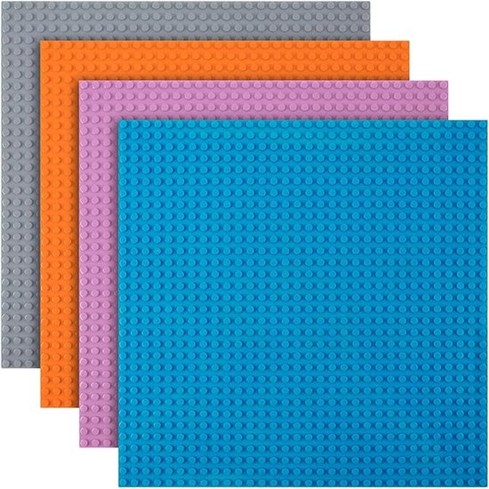 bouwplaat, 4 stuks Klassieke basisplaten 25,5 x 25,5 cm, Grondplaat compatibel met alle Grote Merken, constructiespeelgoed voor kinderen, creatief leerspeelgoed - grijs/blauw/oranje/roze van Merkloos
