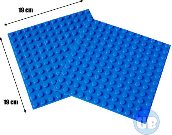 Bouwplaat blauw – 19 x 19 cm – 2 stuks van Merkloos