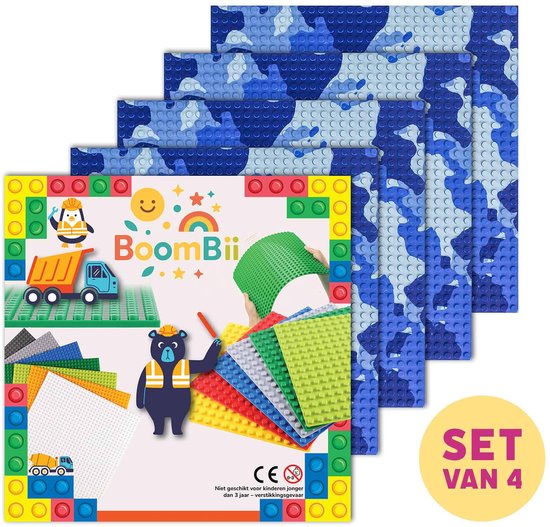 Bouwplaat camouflage blauw - geschikt voor LEGO - set van 4 bouwplaten van Strictly Briks