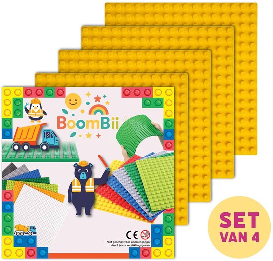 Bouwplaat geel - geschikt voor DUPLO - set van 4 bouwplaten - BoomBii van BoomBii