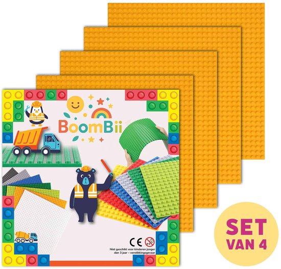 Bouwplaat geel - geschikt voor LEGO - set van 4 bouwplaten van Strictly Briks
