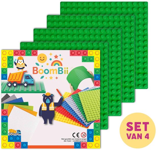 Bouwplaat groen - geschikt voor DUPLO - set van 4 bouwplaten - BoomBii van BoomBii