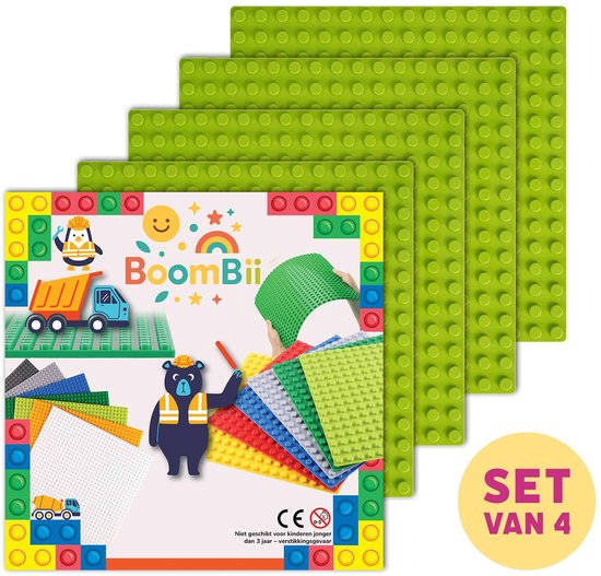 Bouwplaat lichtgroen - geschikt voor DUPLO - set van 4 bouwplaten van Hubelino