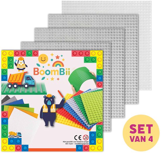 Bouwplaat transparant - geschikt voor LEGO - set van 4 bouwplaten van Strictly Briks