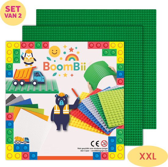 Bouwplaat XXL groen - geschikt voor LEGO - 2 XXL bouwplaten - BoomBii van Merkloos