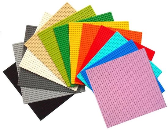 bouwplaten a 25x 25 cm in 14 verschillende kleuren - Complete Set Bouwplaten 32x32 noppen - 14 Stuks - geschikt voor LEGO - Classic Voordeelpakket - Bouwplaat/Grondplaat van Merkloos