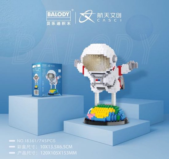 Bouwset astronaut - Miniblocks - bouwset / 3D puzzel - 745 bouwsteentjes van Zamiblocks