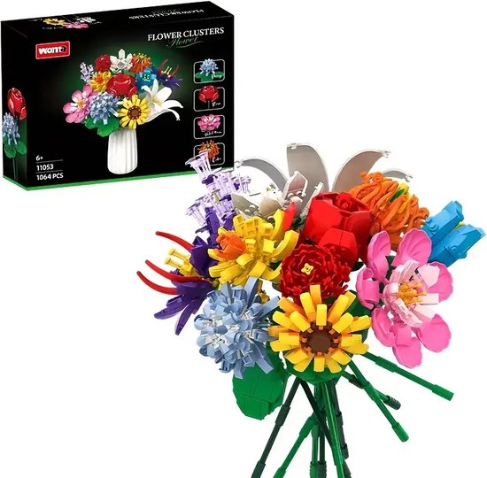 Bouwset bloemen - Botanical - Bouwstenen bloemboeket - Compatibel met LEGO - 1064 onderdelen van Sluban
