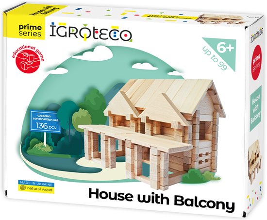 Bouwset huis met balkon, gemaakt in de Oekraïne van CubicFun