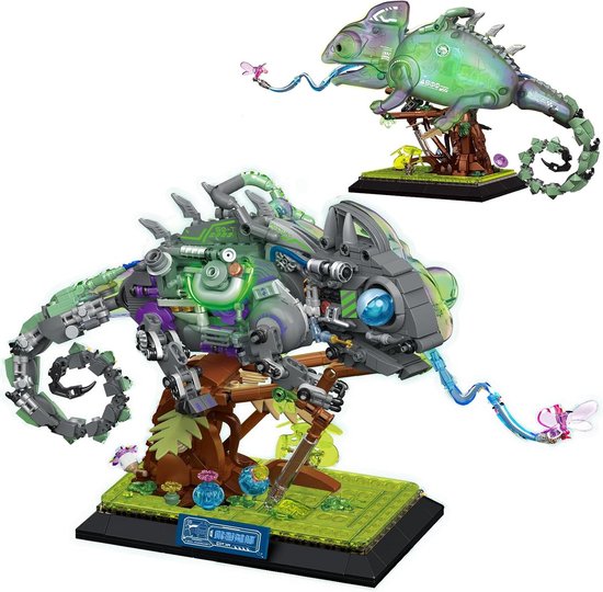 Bouwset Kameleon - Mechanisch Model - Creatief Spelen - Neon Kleuren - 827 Stuks - Meerdere Neon Kleuren van Merkloos