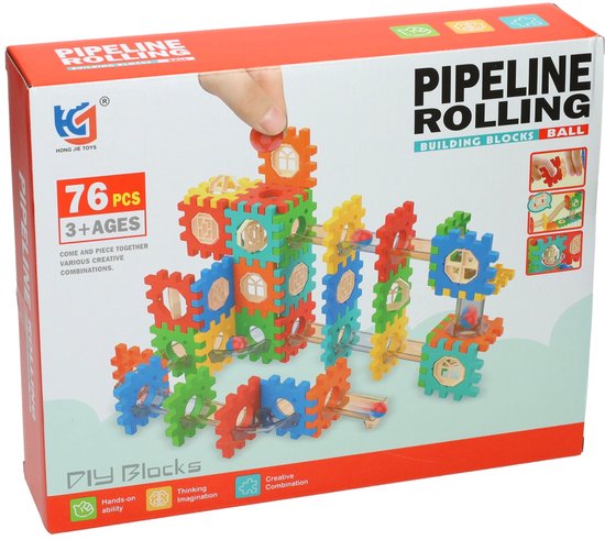 Bouwset Knikkerbaan - 76dlg. van Merkloos