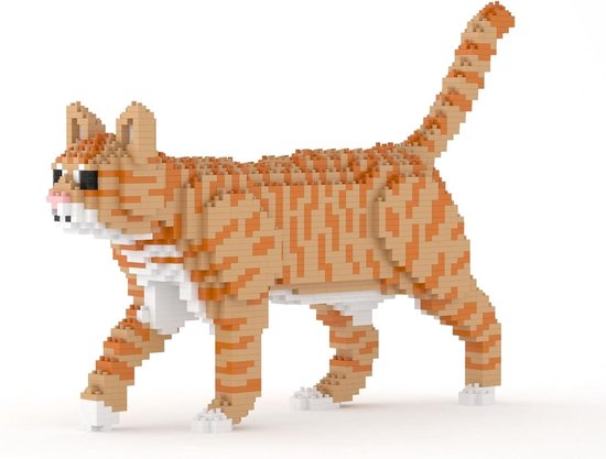 Bouwstenen Kat - Constructie Speelgoed - Hobby Bouwen - Gedetailleerd Model - 41 cm - Tijgerprint van Merkloos