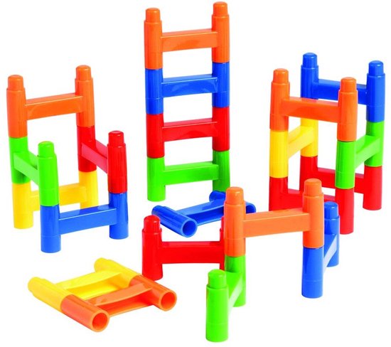 Bouwstenen Ladder Links - Constructie Speelgoed - Creatief Spelen - Flexibele 3D Constructies - 60 Delen Set - Meerdere Kleuren van Merkloos
