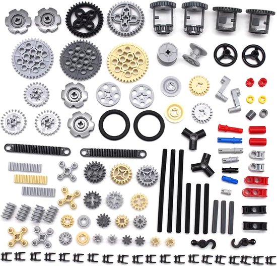 Bouwstenen Set - Technische Onderdelen - Creatief Bouwen - 116 Delige Set - 20 x 20 x 1 cm van Merkloos