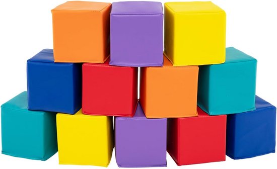 Bouwstenen Set - Zachte Blokken - Peuter Klimmen - Huidvriendelijk Kunstleer - 14cm Blokken - Veelkleurig van Merkloos