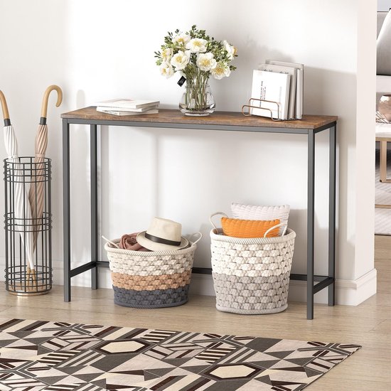 Brenzoos - Console Table - Narrow Sofa Table - Eenvoudige montage - Rustic Brown - Industrieel design - Perfect voor woonkamer en gang van Merkloos