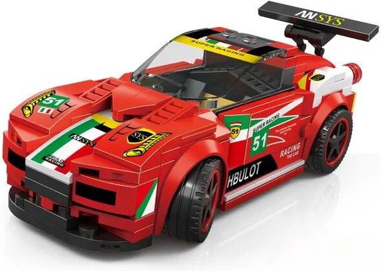 Bricker Super car - Ferrari 458 Italia GT2 - race auto - compatibel met lego - super champion car - rood van Merkloos