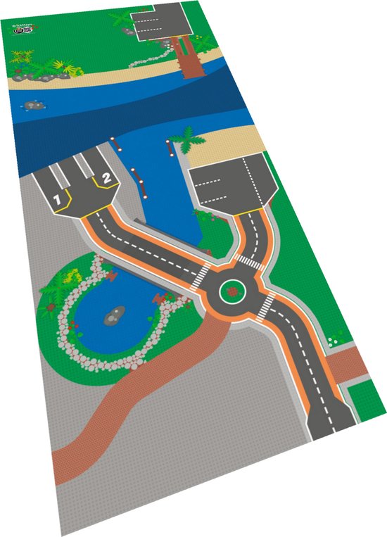 BrickMaps 32237001 - City - City Harbour Island - Wegplaat speelmat voor LEGO - Formaat gelijk aan 3x7 LEGO bouwplaat van BrickMaps