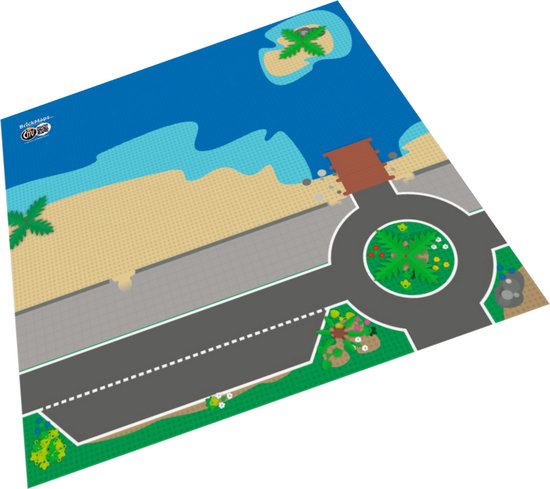 BrickMaps 32333002 - City - Beach - Wegplaat speelmat voor LEGO - Formaat gelijk aan 3x3 LEGO bouwplaat van BrickMaps