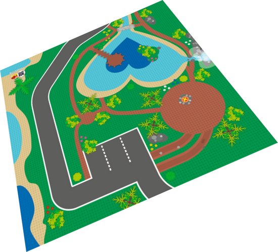 BrickMaps 32333005 - Friends - Lake Camping - Wegplaat speelmat voor LEGO - Formaat gelijk aan 3x3 LEGO bouwplaat van BrickMaps