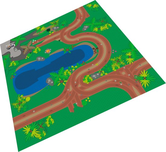 BrickMaps 32333006 - City - Jungle - Wegplaat speelmat voor LEGO - Formaat gelijk aan 3x3 LEGO bouwplaat van BrickMaps
