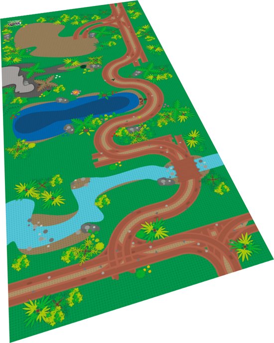 BrickMaps 32337004 - City - Jungle - Wegplaat speelmat voor LEGO - Formaat gelijk aan 3x7 LEGO bouwplaat van BrickMaps