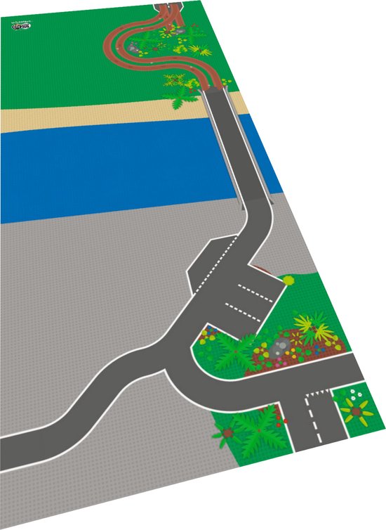BrickMaps 32337005 - City - River - Wegplaat speelmat voor LEGO - Formaat gelijk aan 3x7 LEGO bouwplaat van BrickMaps