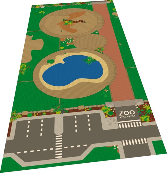 BrickMaps 32537001 - City - Zoo - Wegplaat speelmat geschikt voor LEGO City en Jurassic - Formaat gelijk aan 3x7 bouwplaat van Merkloos