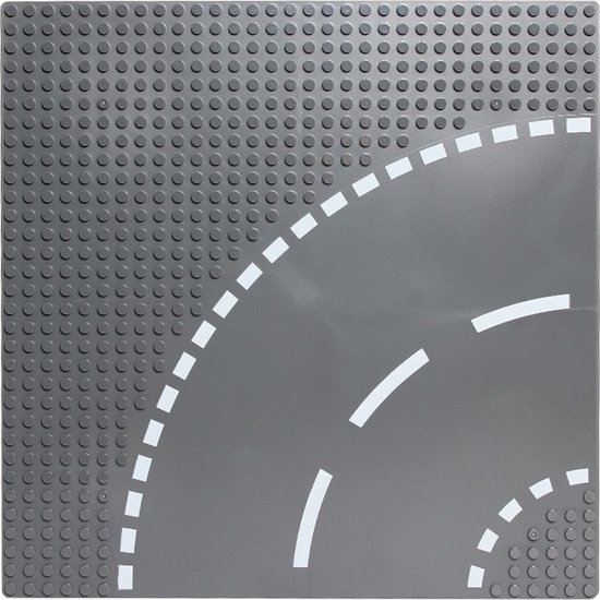 BrickSelect.nl City wegenplaat bocht | combineer met Lego | grondplaten 32x32 noppen | afmeting 25,5 cm x 25,5 cm | wegen | auto's | Geschikt voor LEGO | wegplaat van BrickSelect.nl