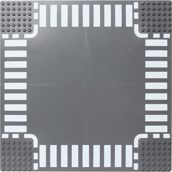 BrickSelect.nl City wegenplaat kruising | kruispunt | combineer met Lego | grondplaten 32x32 noppen | afmeting 25,5 cm x 25,5 cm | wegen | auto's | Geschikt voor LEGO | wegplaat van BrickSelect.nl