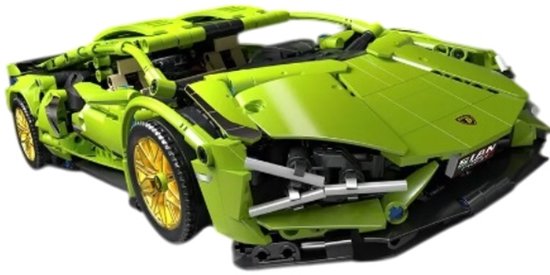 bricksNblocks® bouwblokjes groene Lamborghini Sian FKP37, ca. 1280 blokjes | te combineren met Technisch Lego auto's | sportauto bouwpakket | Lamborghini bouwset | past op technisch Lego speelgoed van bricksNblocks®