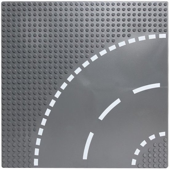 bricksNblocks® City wegenplaat bocht | te combineren met Lego wegplaten | grondplaten 32x32 noppen | afmeting 25,5 cm x 25,5 cm | wegplaat geschikt voor LEGO | classic wegenplaat grondplaat straat van bricksNblocks®