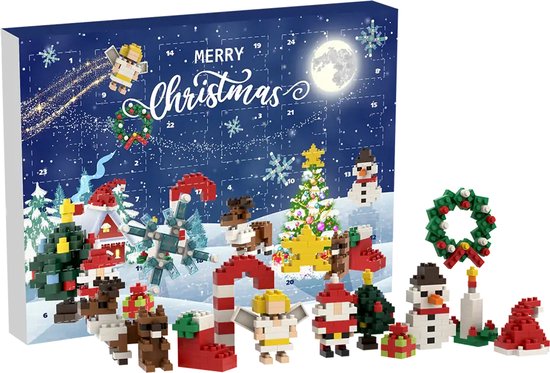BRIXIES Adventskalender - Vrolijk Kerstfeest – 24 Bouwsets – 377 Stenen – Vanaf 4 Jaar van BRIXIES