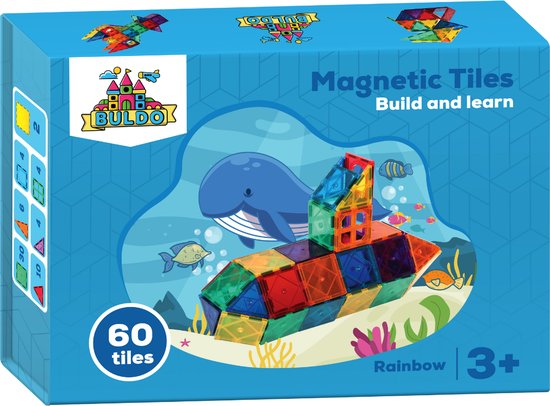 Buldo Magnetisch Speelgoed 60 - Montessori Speelgoed - Magnetic Tiles - Stimuleert Creativiteit van Buldo