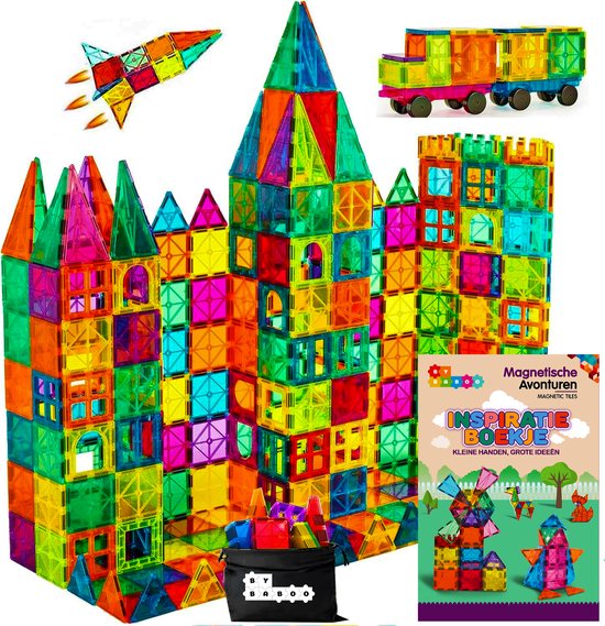 By Baboo® Magnetic Tiles 132 stuks - Magnetisch Bouwspeelgoed Jongens Meisjes - Constructiespeelgoed - Magna Magnetische Tegels Educatief Mind Montessori Kinderspeelgoed 3 Jaar, 4 jaar, 5 jaar, 6 jaar, 7 jaar, 8 jaar - Cadeau Creatief van Merkloos