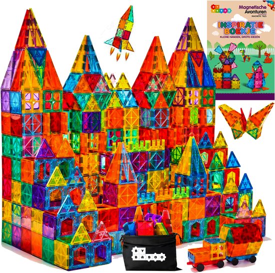 By Baboo® Magnetic Tiles 200 stuks - Magnetisch Bouwspeelgoed Jongens Meisjes - Constructiespeelgoed - Magna Magnetische Tegels Educatief Mind Montessori Kinderspeelgoed 3 Jaar, 4 jaar, 5 jaar, 6 jaar, 7 jaar, 8 jaar - Cadeau Creatief van Merkloos