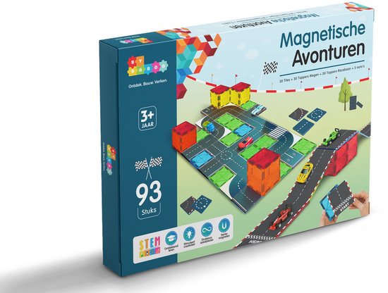 By Baboo® Magnetic Tiles - Auto's & Racebaan Avonturen - Magnetische Tegels & Toppers - Magna Magnetisch Bouwspeelgoed Cadeau Jongens Meisjes - Formule 1 - Educatief Mind Montessori Kinderspeelgoed 3 Jaar, 4 jaar, 5 jaar, 6 jaar, 7 jaar, 8 jaar van By Baboo